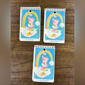 VTG Lot of 3 Care Bears Cheer Bear Mini Spiral Memo Book Notepad Paint Rainbow